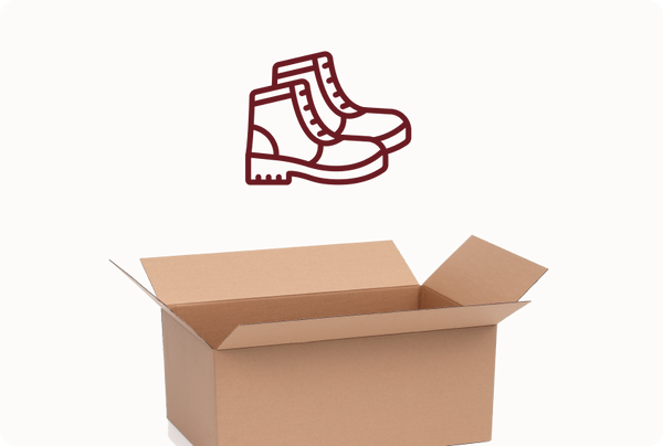 Red Wing boot repair shipping package with form and box setup